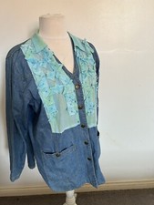 Vintage Shirt Denim Embroidered Miss Mary of Sweden Fits 14-16 80s