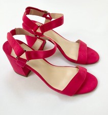 Fuchsia Pink Wedge Block Heel Shoes with Strap - Women's UK Size 7/40