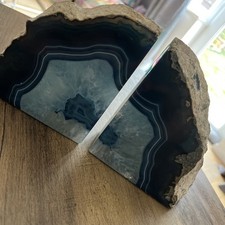 Large Blue Agate Stone Bookends Pair 2kg 
