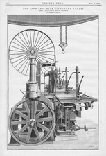 SAGAR & CO Halifax Log Band Saw with Eight Feet Wheels 2 x Antique Prints 1893
