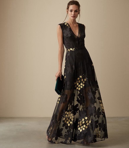 Reiss black kaira - black, floral