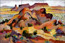 Desert Tile Backsplash Warren Cullar Southwest Art Ceramic Mural WC159