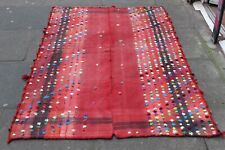 Vintage Tribal Traditional Hand Made Oriental Red Wool Mojj Kilim 196x116cm