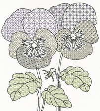 Blackwork Pansies Kit Bothy