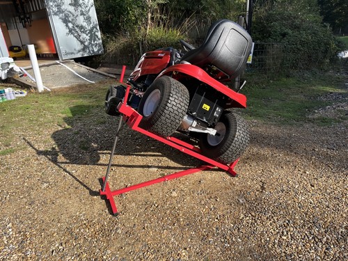 Ride mower jack lift - on,