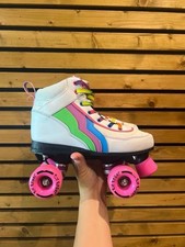 Rio Roller Skates Candi SFR Bag Womens White Pink Rainbow Girls Lace Up Pro Uk 6