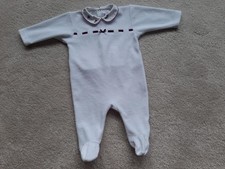 Baby Girls BABY DIOR White Velour Bodysuit Sleepsuit All in One 0-3m 54 Newborn