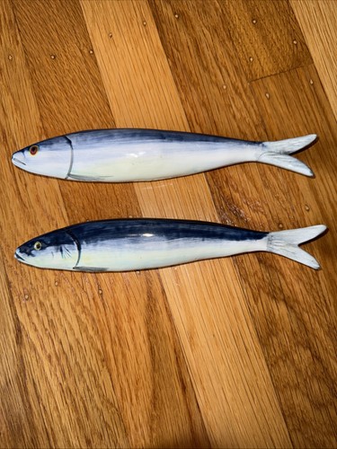 Vintage pair ceramic sardine - pair,