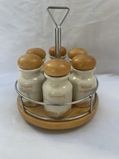 Vintage Rare Carousel Spice Rack 6 Spice Jars with Lids