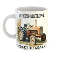 Retro Tractor Print Mug - BACKEND DEVELOPER TRACTOR GOALS - Gift Idea – Premium