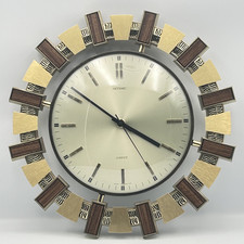 Vintage Mid Century Modern Metamec Quartz Wall Clock Sunburst Retro MCM c1960s