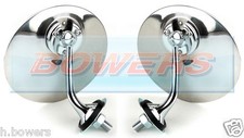 PAIR OF LUCAS STYLE CHROME ROUND EXTERIOR WING DOOR MIRRORS CLASSIC CAR LH & RH