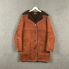 Vintage ANTARTEX Jacket Womens M Brown Sheepskin Coat Leather Shearling Lined
