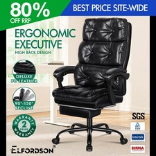 ELFORDSON Office Chair Executive High Back Dual-Padded Recliner Footrest Gaming