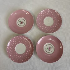 Portmeirion Studio Pink Saucers x4 - Love Hearts and Roses Patterns - New Unused