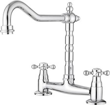 JASSFERRY French Bridge Mixer Tap Classic Fixed 2 Hole Kitchen Sink Faucet Cross