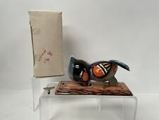 Vintage Tinplate Wind Up Woodpecker Toy With Box and Key Made In China