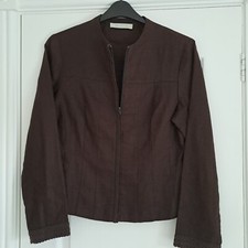 KALIKO Chocolate Brown Jacket Lightweight 100% Linen UK 12