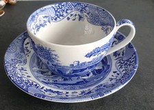 Rare Spode Italian Blue Room Collection Jumbo Breakfast Cup and Saucer