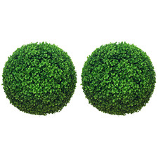 HOMCOM Set of 2 Artificial Topiary Balls Indoor Outdoor Faux Boxwood Balls