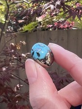 Turquoise Blue W Pyrite Cabochon Natural Stone Jewellery Making Collecting D7