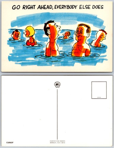 Swimming pool cartoon postcard - swimming,