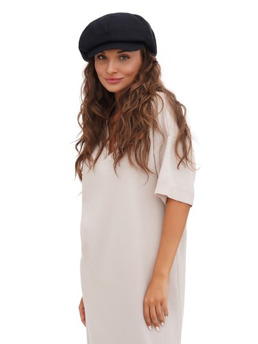 Women black cotton newsboy - black,