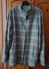 M&S Ladies Wool Blend Grey Checked Coat Jacket - Size 22