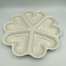 Vintage Stone Ware Heart Shaped Sectional/shortbread Dish Cream Colour