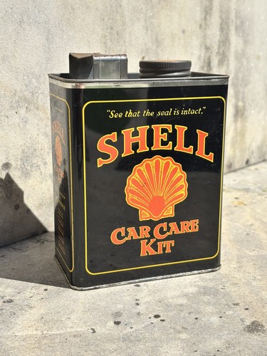 Vintage shell oil can - oil,