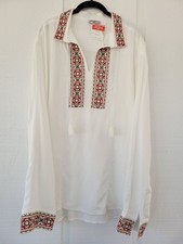 Alina Bradu Womens Size XL Embroidered Top Floral BOHO Peasant Blouse Folk Shirt