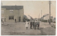 1907 Postcard Cross & Station Road Queen’s Ferry Flintshire Wales - A1053