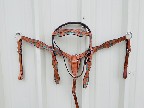 Multi colors leather headstall - colors,