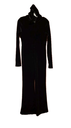 Black velvet velour catsuit - m,