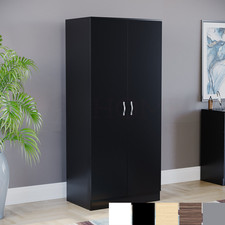 2 Door Wardrobe Wooden Bedroom Storage Furniture Cupboard Hanging Rail Clothes
