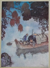 ORIENTAL FISHERMAN By EDMUND DULAC Original 1915 Art Nouveau Print