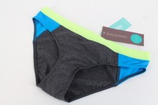 SWEATY BETTY Dive In Womens Swimsuit L Grey Low Waist Stretchy Bikini *