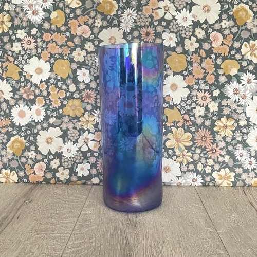 Large iridescent blue glass - large,