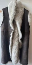 Genuine Sheepskin Shearling Gilet Fur Sleeveless Jacket Uk 8 