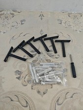 6 Pcs 2.95 Inch/75mm Floating Shelf Brackets Heavy Duty, Black Metal Hidden Invi