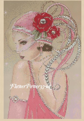 Art deco lady cross - cross, stitch