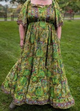 Maxi long medieval green long dress S M L XL 10 12 14 16 18 20 22 LARP ren faire