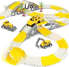 205 PCS Construction Race Tracks for Kids Toys, Boys Digger Toys Construction Ca