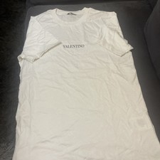 Valentino Logo Print T-Shirt uk small white 