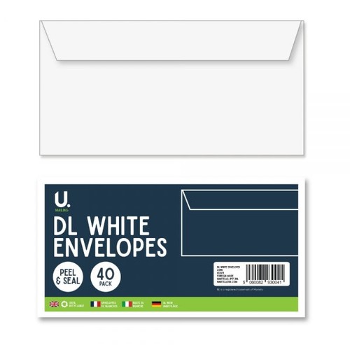 White envelopes 40 pack - dl,
