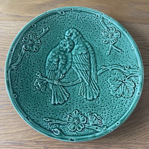 Green majolica plate - green,