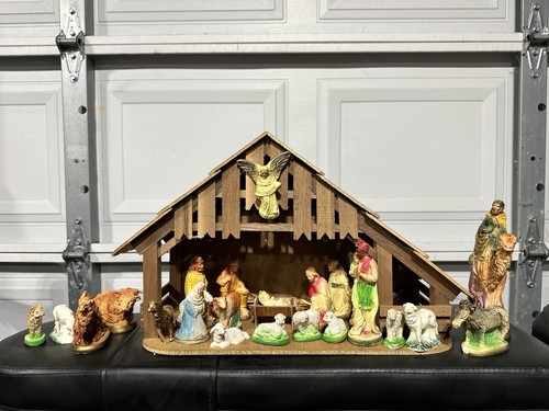 Vintage nativity set with - vintage,