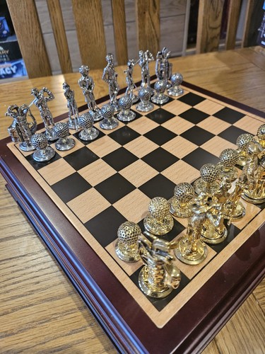 Pewter golf chess set with - golf,