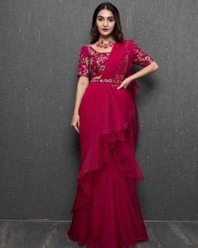 Apple organza lehenga - apple, saree