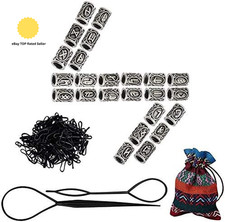 24Pcs Viking Beard Beads for Men Beard Rings Vikings Runes Beads Norse D